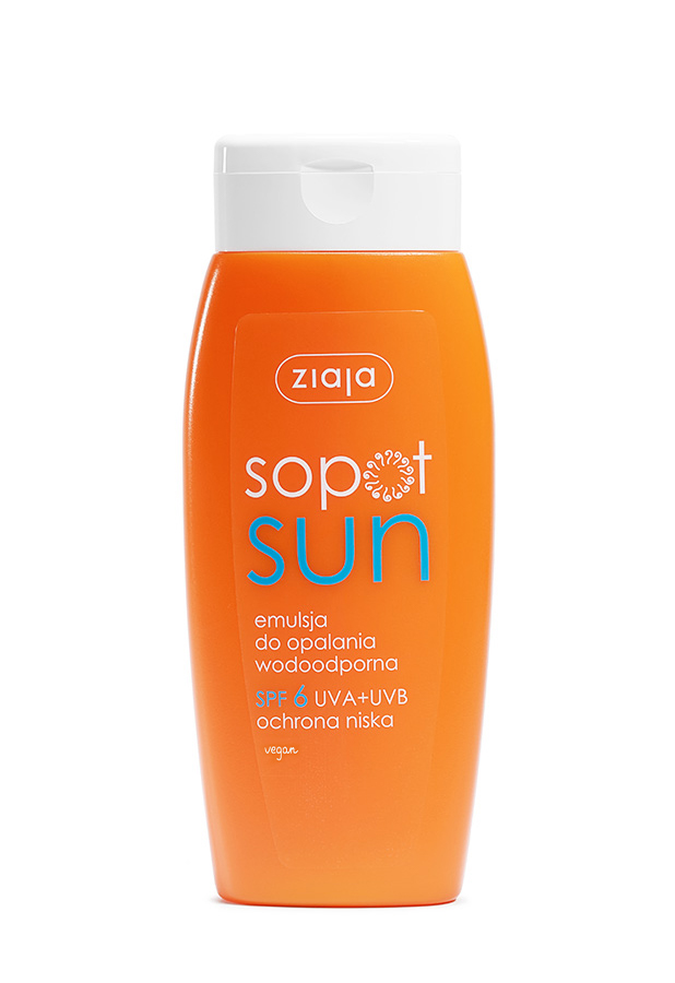 emulsja do opalania wodoodporna SPF 6 UVA+UVB ochrona niska