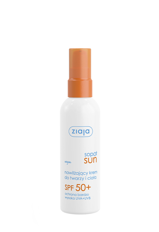 nawilżający krem do twarzy i ciała SPF 50+ ochrona bardzo wysoka UVA+UVB